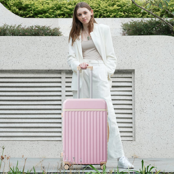 English Elm Luggage Set 5 Piece Abs Hardside Expandable Spinner Wheels Tsa Lock Travel Bags Pink N732P326115U