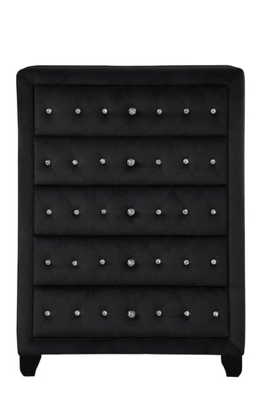 English Elm Encore Modern 5-Piece Queen Bedroom Set In Black - Upholstered Tufted Bed, Dresser & Nightstand B009S01701