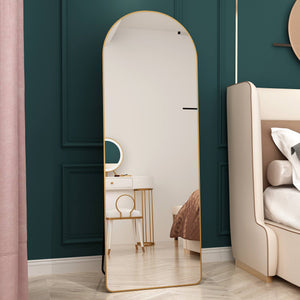 English Elm The Arched Gold Aluminum Full Length Floor Mirror for Bedroom Entryway Dressing Room W1151140053