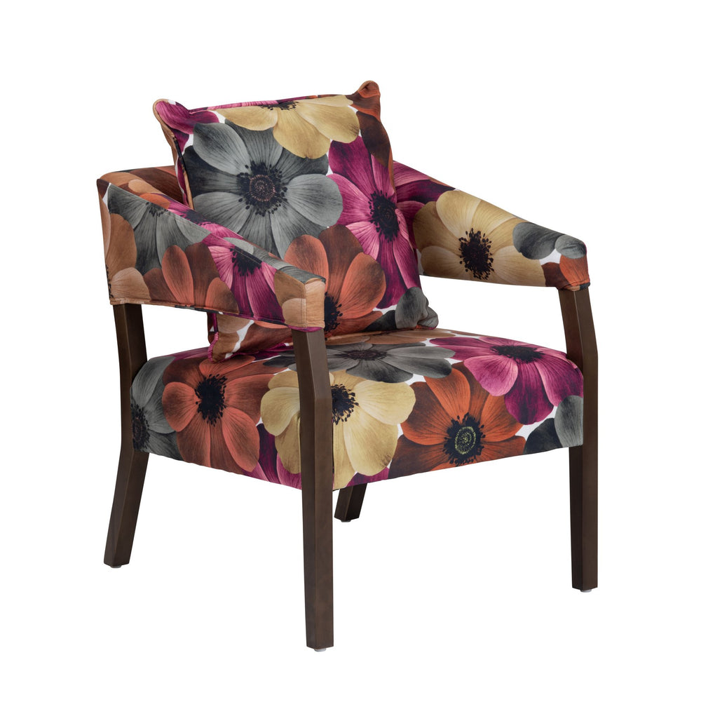 Crestview Collection Transitional Multi-color Floral Accent Chair - Durable Rubber Wood, Plush Foam Comfort & Style Pink Polyester Cvfzr6162