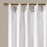 Madison Park Samara  Poly Printed Curtain Panel with Tufted Stripe and Lining MP40-8461 White/Brown