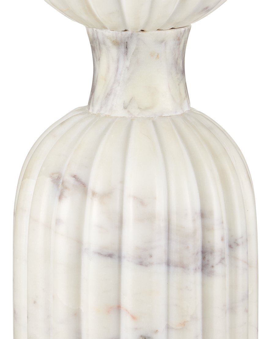 Currey & Company Passementerie White Marble Drinks Table - Elegant Sculptural Design With Unique Purple Veining White Banswara Marble 3000-0323-currey-company