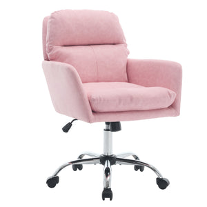 English Elm Artificial Pu Leather Office Chair Ergonomic Foam Cushion Adjustable Height Modern Desk Seat Pink W2311P409614