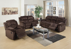 English Elm Modern Suede 3 Piece Reclining Living Room Set with Pillow Arms in Chocolate B011S02394