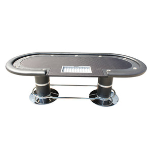English Elm 96" Oval Casino Poker Table with Diamond Felt Racetrack and Built-in Cup Holders W2748S00035