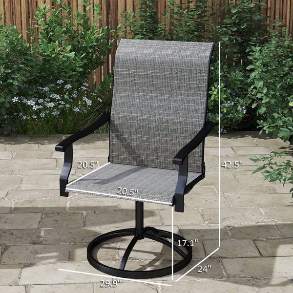 English Elm High Back Swivel Outdoor Patio Chairs with Breathable Mesh and Powder Coated Steel Frame Black,Gray T3971P444480