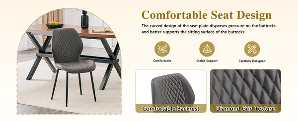 English Elm 4-piece Diamond Quilted Upholstered Dining Chair Set with Sleek Black Metal Legs Black,Dark Gray W1151P458005