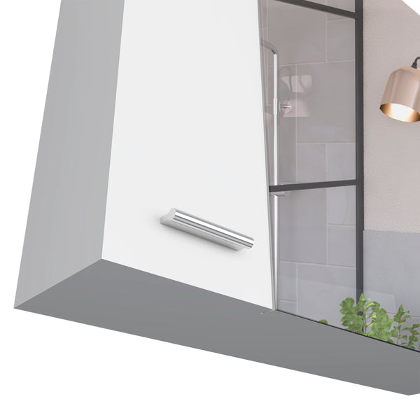 English Elm Medicine Double Door Cabinet with Mirror and External Shelf for Bathroom Storage, Sleek Durable Design White 28.74 L x 22.04 W x 5.51 H B097133011