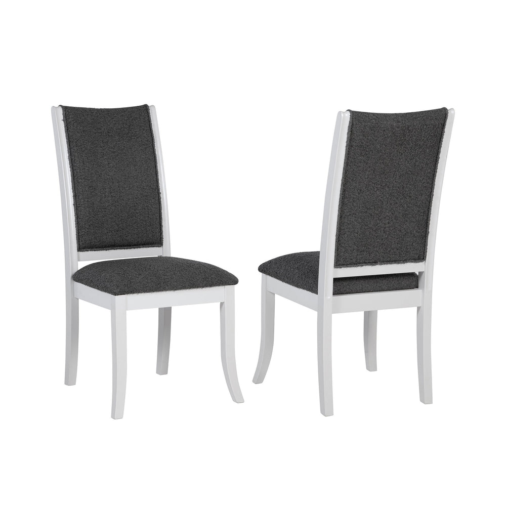 English Elm Set of 2 Tall Back Upholstered Dining Chairs Modern Armless Rubberwood Frame B016P445304
