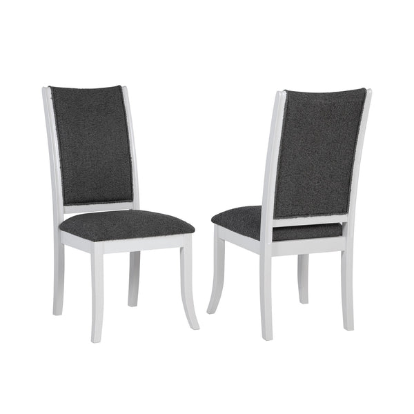 English Elm Set of 2 Tall Back Upholstered Dining Chairs Modern Armless Rubberwood Frame B016P445304