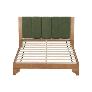English Elm Christopher Knight Home® - Premium Pine Wood Queen Bed Frame With Upholstered Headboard - Mid-Century Modern Style & Durability N770P345991N_N770P345992N