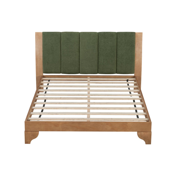 English Elm Christopher Knight Home® - Premium Pine Wood Queen Bed Frame With Upholstered Headboard - Mid-Century Modern Style & Durability N770P345991N_N770P345992N