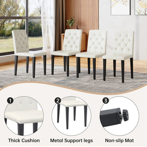English Elm Black Faux Grain Mdf Table Set with Four White Pu Chairs Retro Minimalist Dining W1151S04372