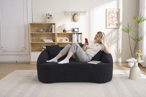 English Elm Ly-049s Curved Chenille Loveseat with Boneless Frame for Modern Living Spaces Black W2231P402442