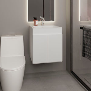 English Elm Bathroom Compact Vanity Cabinet 20.8" H – Engineered Wood Two-Door Storage, Modern Space-Saver White 24.8 L x 22.83 W x 11.81 H B097P395871