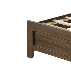 English Elm Oak Eastern King Panel Bed with Elevated Headboard, 12 Slats for Support & Airflow, Tapered Legs B062P208993