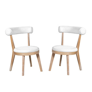 English Elm Set Of 2 Modern Upholstered Dining Chairs - Beige Fabric, Rubberwood Frame, Stylish & Durable Design N842P315190N-GIGA