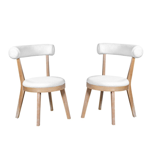 English Elm Set Of 2 Modern Upholstered Dining Chairs - Beige Fabric, Rubberwood Frame, Stylish & Durable Design N842P315190N-GIGA