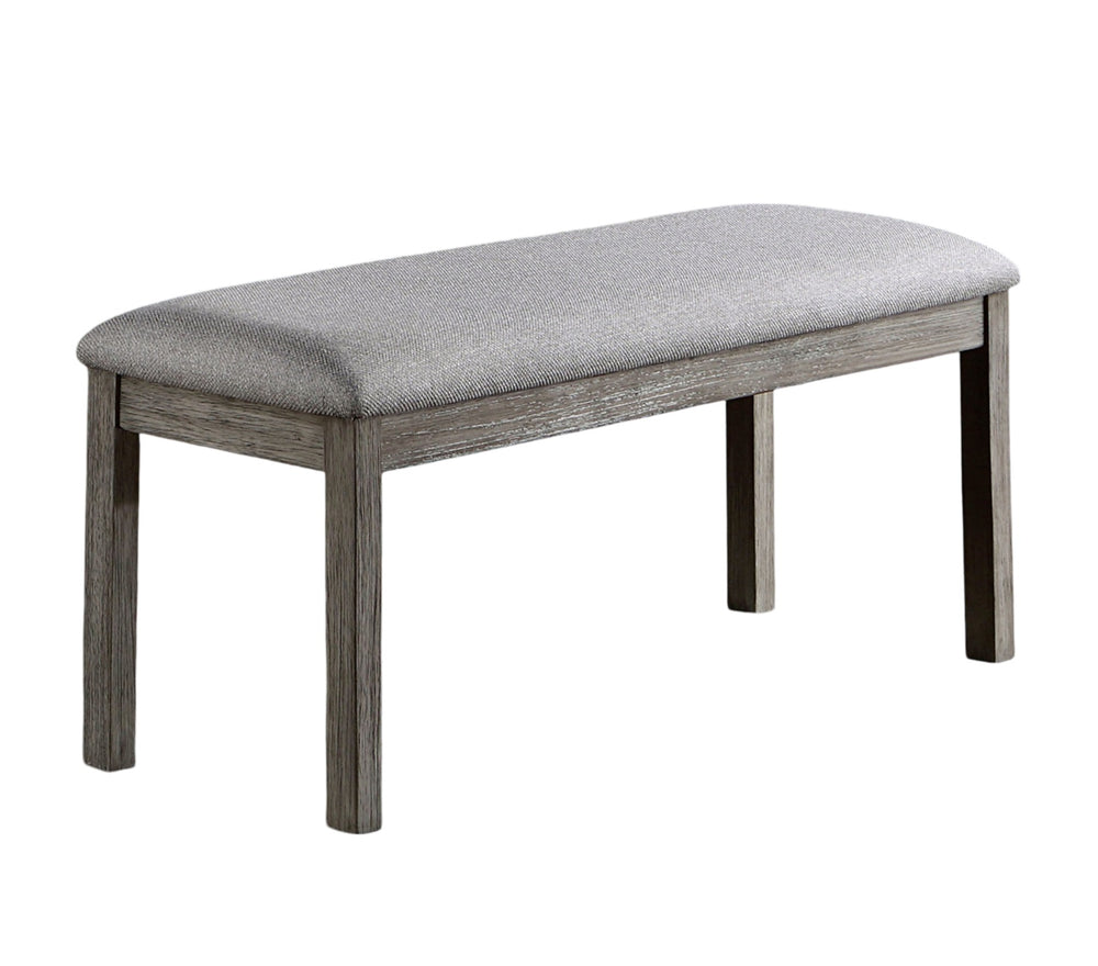 English Elm Gray Padded Dining Bench 45"W Rustic Gray Linen-Look Seat Upholstered Wood Frame, 1pc Durable Charm B011P246318