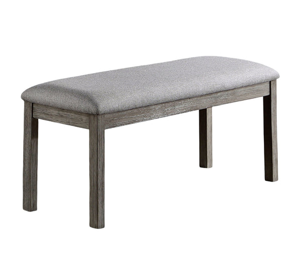 English Elm Gray Padded Dining Bench 45"W Rustic Gray Linen-Look Seat Upholstered Wood Frame, 1pc Durable Charm B011P246318