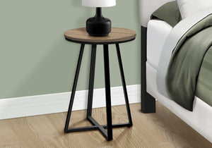 English Elm Accent Table - Modern Round Side Table With Dark Taupe Laminate Top & Black Metal Base For Versatile Use B2710P218977