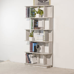 English Elm 31.5" Tall 5-tier Mdf Bookcase Slim Open Shelving Unit for Office Bedroom Living Room Light Gray W2899P444155