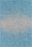 Unique Loom Outdoor Modern Ombre Machine Made Abstract Rug Aqua, Ivory/Gray 6' 1" x 9' 0"