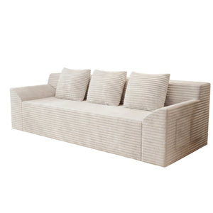 English Elm 71" Corduroy Tufted Loveseat with Deep Seat and Curved Back for Compact Living Spaces Ancient White W5571P440917