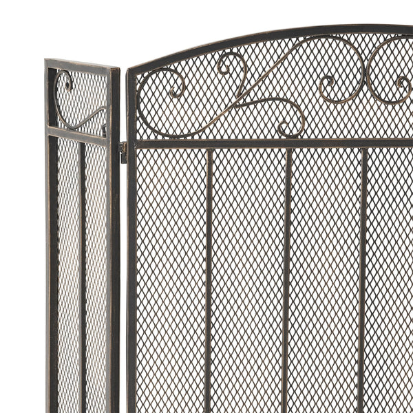 English Elm Christopher Knight Home® - FIRE Decorative Iron Fireplace Screen with Durable Mesh Shield and Classic Curved Frame for Safety and Style Black+Gold 65184.00