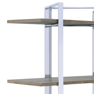 English Elm Natural Natural and Chrome 4-Shelf Bookshelf with Sturdy Chrome Frame, 72"H Modern Storage for Books & Decor B062P209196