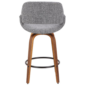 English Elm Fixed-height Swivel Counterstools with Bentwood Frame and Upholstered Seat Set of 3 B202S02015