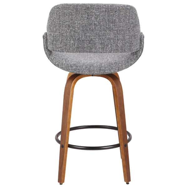 English Elm Fixed-height Swivel Counterstools with Bentwood Frame and Upholstered Seat Set of 3 B202S02015