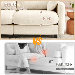 English Elm Modular U-Shaped Sectional Couch With Ottoman, Premium Chenille, Tufted Backrest, 2 Pillows, Beige W714S01369