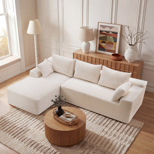 English Elm 106.3" Jumbo Corduroy L-shaped Sectional Deep Seat Sofa No Assembly Living Room W5515S00039