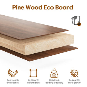 English Elm Farmhouse Buffet Cabinet with Pop-Up Doors and 3 Drawers — Rustic 55.5" Sideboard for Dining Room Walnut T3623P408446