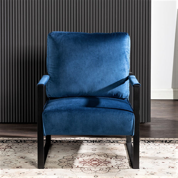 English Elm Classic Mid Century Modern Accent Chair – Plush Velvet Upholstered Armchair In Blue For Any Space B2735P256736
