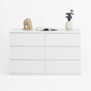 English Elm Modern Six Drawer Dresser with Wave Panel Fronts Handleless Design for Bedroom W409P371346