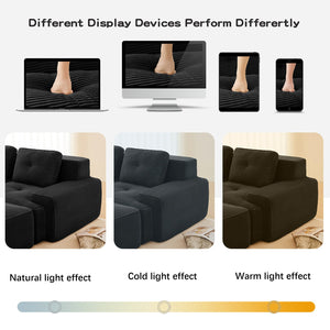 English Elm Modern Corduroy U-shaped Sectional with Tufted Cushions Deep Seat and Movable Ottomans Black W714S01791