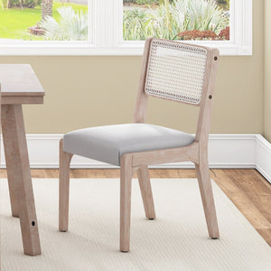 English Elm Wood Dining Chairs Set Of 2, Chic Modern Farmhouse Seating With Sturdy Frame & Soft Beige Linen Upholstery N842P300886A-GIGA