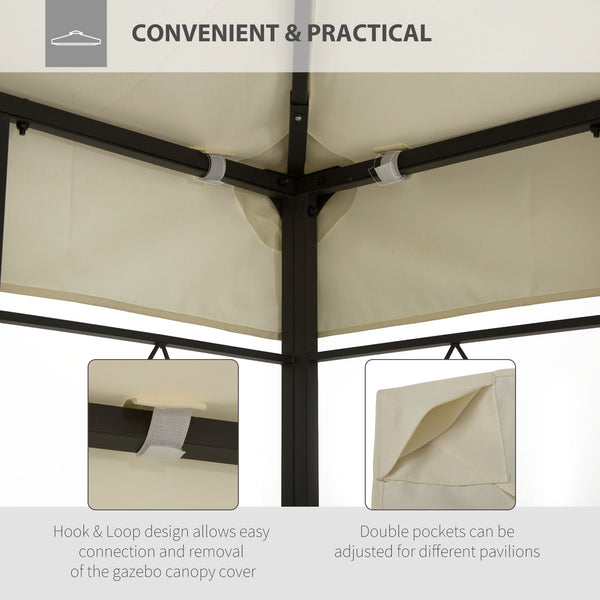 English Elm Outsunny Two-tier Vented Gazebo Replacement Canopy Uv Polyester Cover Cream White W2225P200888