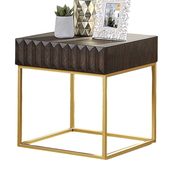 English Elm Contemporary Round Mid‑Century Accent Side Table with Tapered Legs, Solid Wood Build and Compact Design Gold,Walnut 27 L x 27 W x 10 H B2741P359684