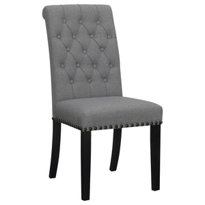 English Elm 2pc Plush Button-Tufted High Back Dining Chairs with Rolled Top, Nailhead Trim and Tapered Legs Espresso,Gray 42.5 L x 13 W x 19.25 H B011P311395
