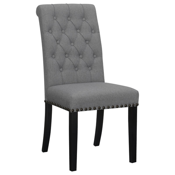 English Elm 2pc Plush Button-Tufted High Back Dining Chairs with Rolled Top, Nailhead Trim and Tapered Legs Espresso,Gray 42.5 L x 13 W x 19.25 H B011P311395
