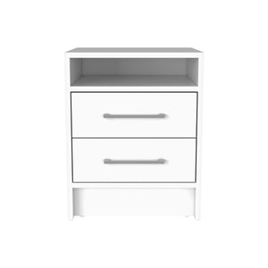 English Elm Greter Two-Drawer Nightstand with Open Shelf, Compact 24" Height, Modern Scratch-Resistant Top and Ample Storage White 28 L x 20.5 W x 5.5 H B200P240255