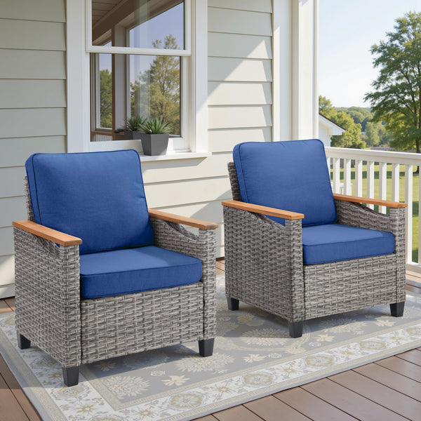 English Elm 73.2" Outdoor Handwoven Rattan 3 Seat Sofa with Olefin Cushions for Porch or Patio T3773P418282