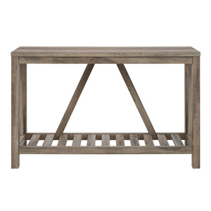 English Elm Walker Edison - Farmhouse A-Frame Entry Table With Lower Shelf - Grey Wash