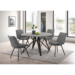 English Elm Vellux Round Faux Marble Dining Set with Swivel Chairs and Hairpin Iron Legs B062S01849