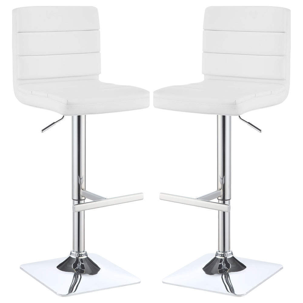 English Elm Fresco Leatherette Channel Tufted Bar Stools Set of Two with Chrome Pedestal Base B062P440323