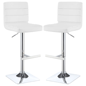 English Elm Fresco Leatherette Channel Tufted Bar Stools Set of Two with Chrome Pedestal Base B062P440323