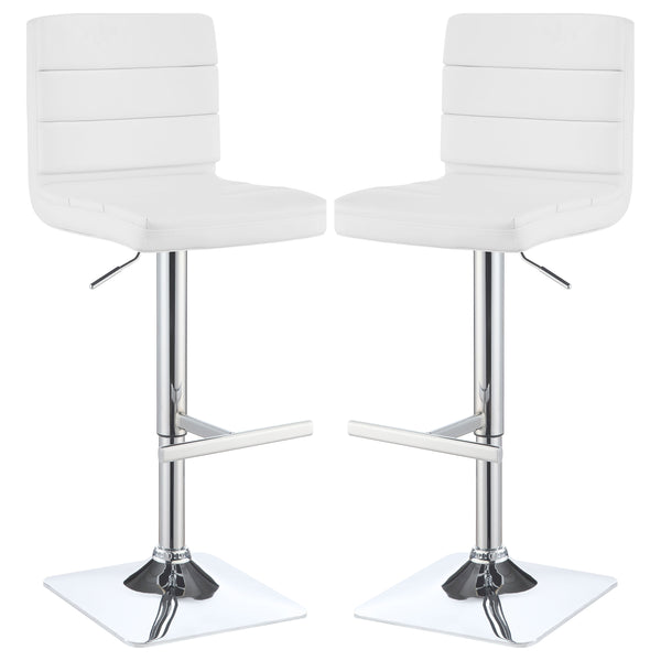 English Elm Fresco Leatherette Channel Tufted Bar Stools Set of Two with Chrome Pedestal Base B062P440323
